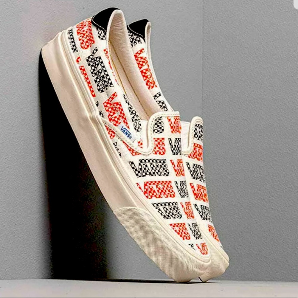 AUTHENTIC OG LE BNIB SLIP ON 59 LX RACING RED CHECKERBOARD LOGO VANS~ MENS 11